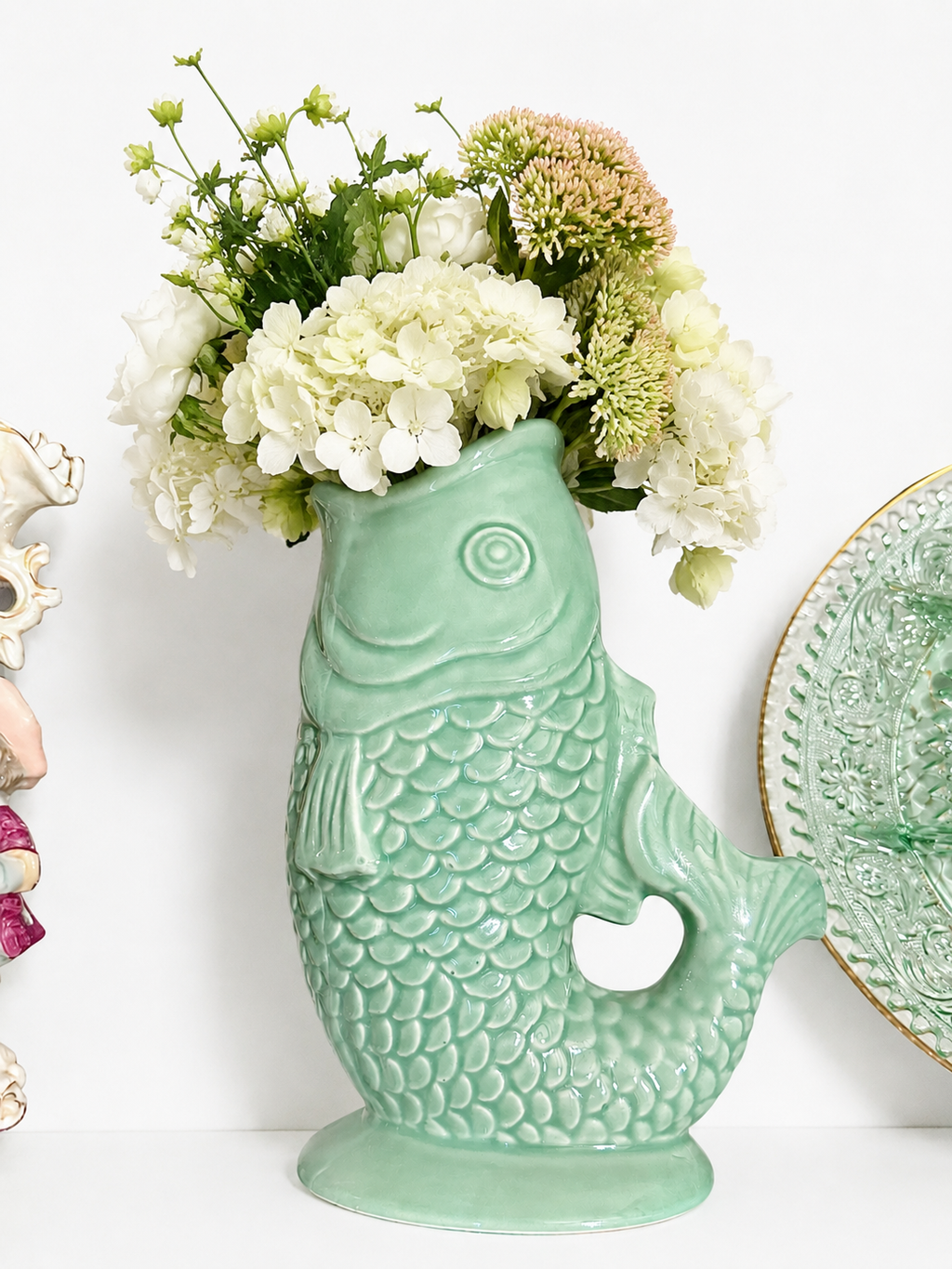 World Market Celadon Fish Vases – Set of 2 | Coastal Ceramic Décor