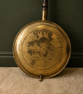 Antique Engraved Brass Bed Warmer with Turned Wood Handle