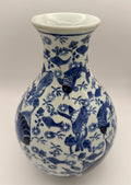 Blue & White Porcelain Fish & Lotus Vase