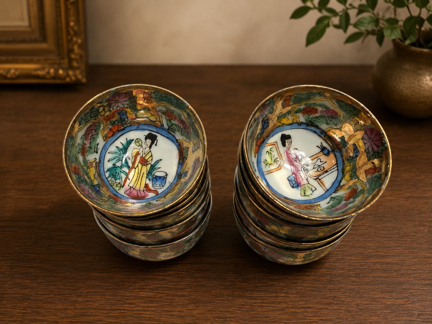 Hand-Painted Porcelain Soy Sauce Cups | Set of 12