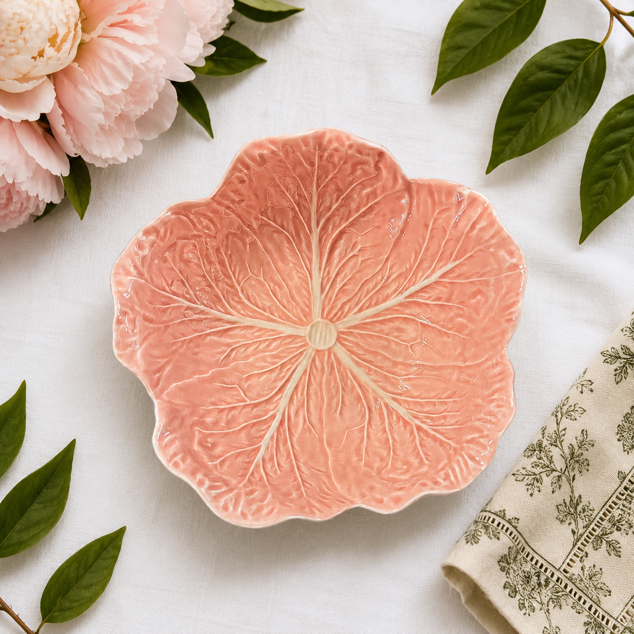 Vintage Bordallo Pinheiro Pink Majolica Cabbage Leaf Bowls (sold individually)| Made in Portugal