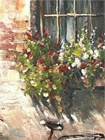 Warren Original Oil on Canvas – Bicycle with Flowers