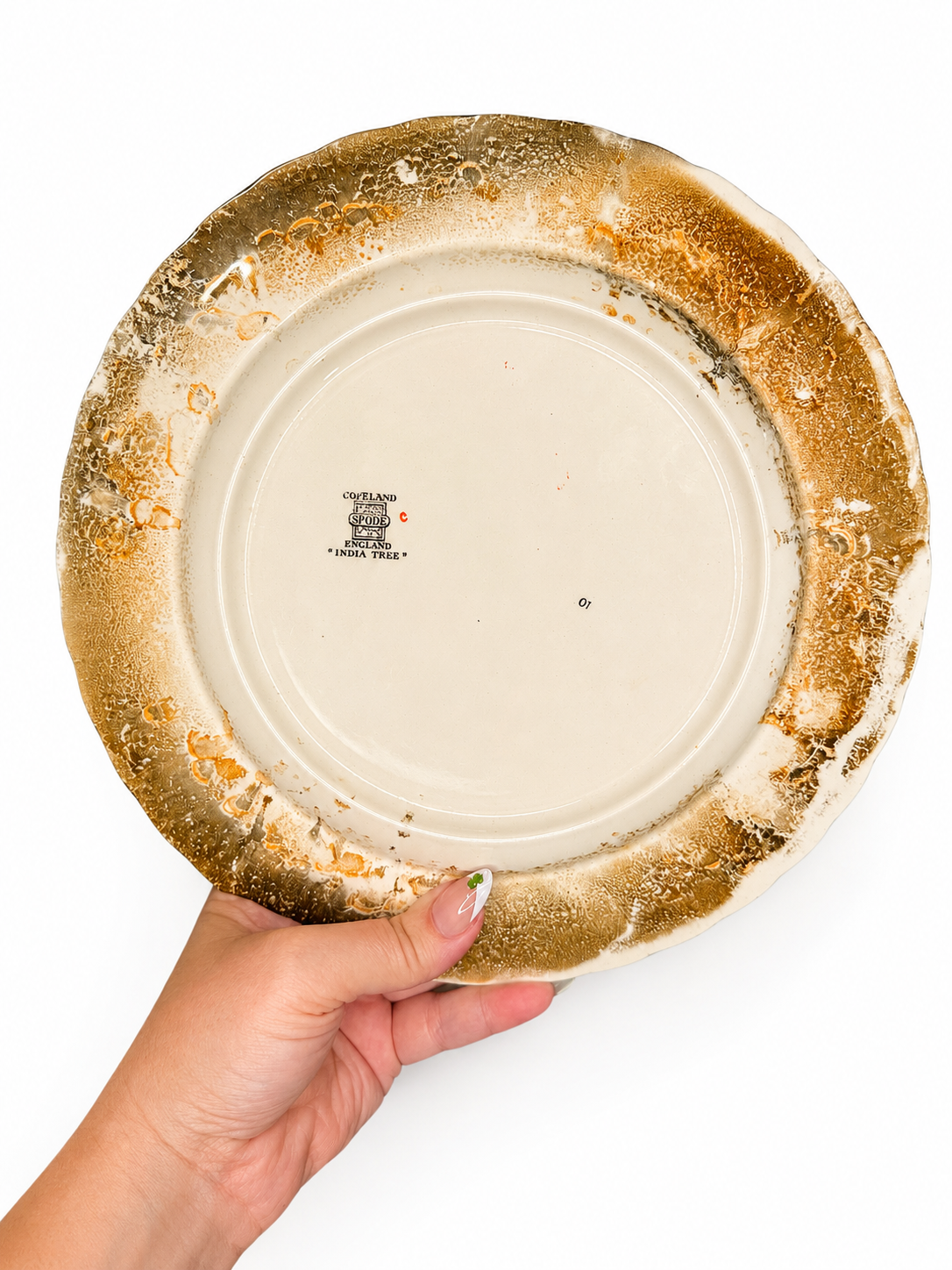 Antique Copeland Spode England “India Tree” Dinner Plate – Rust Orange Transferware – 10.25”