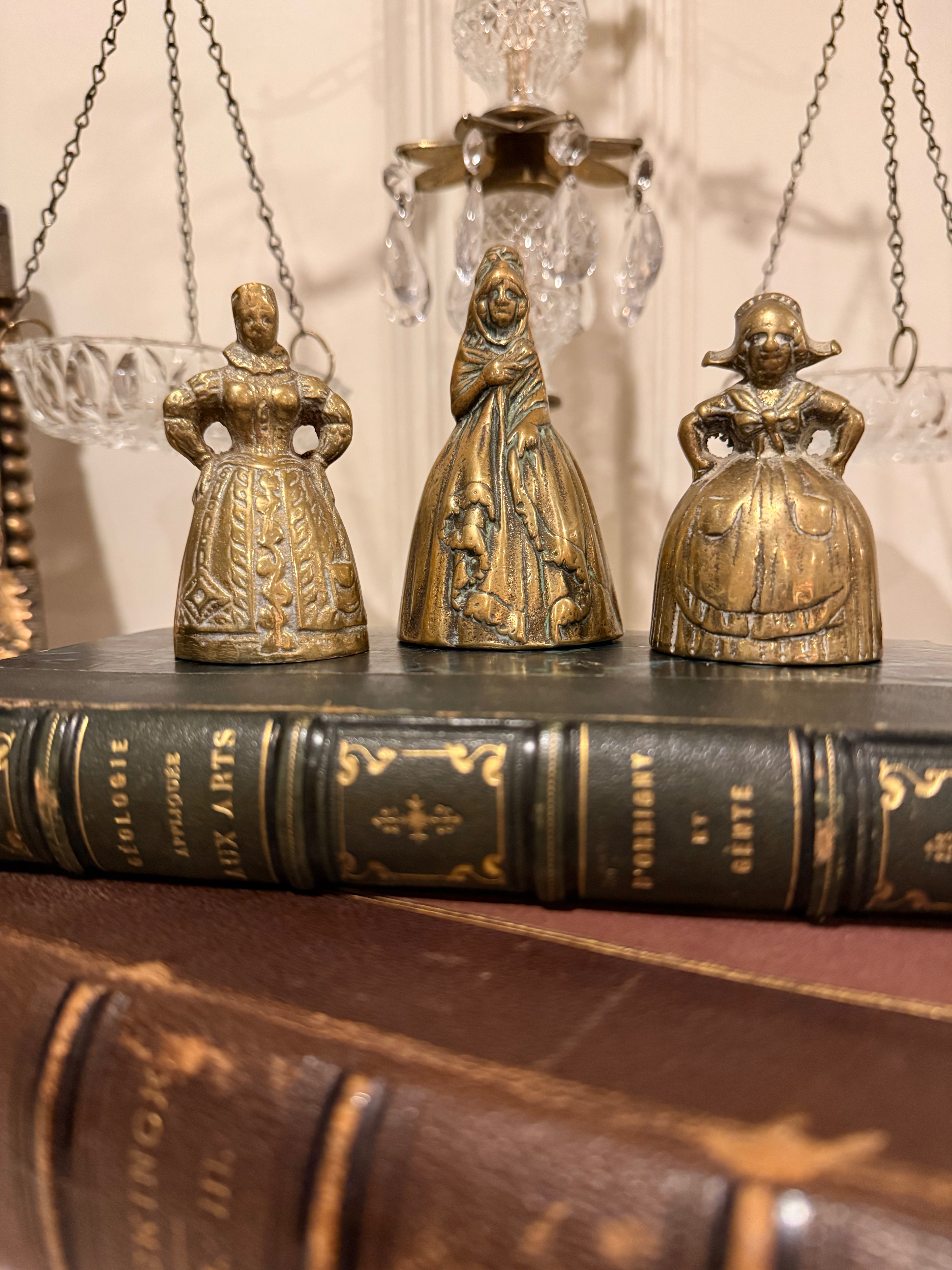Vintage Brass Bell Ladies — Set of 3