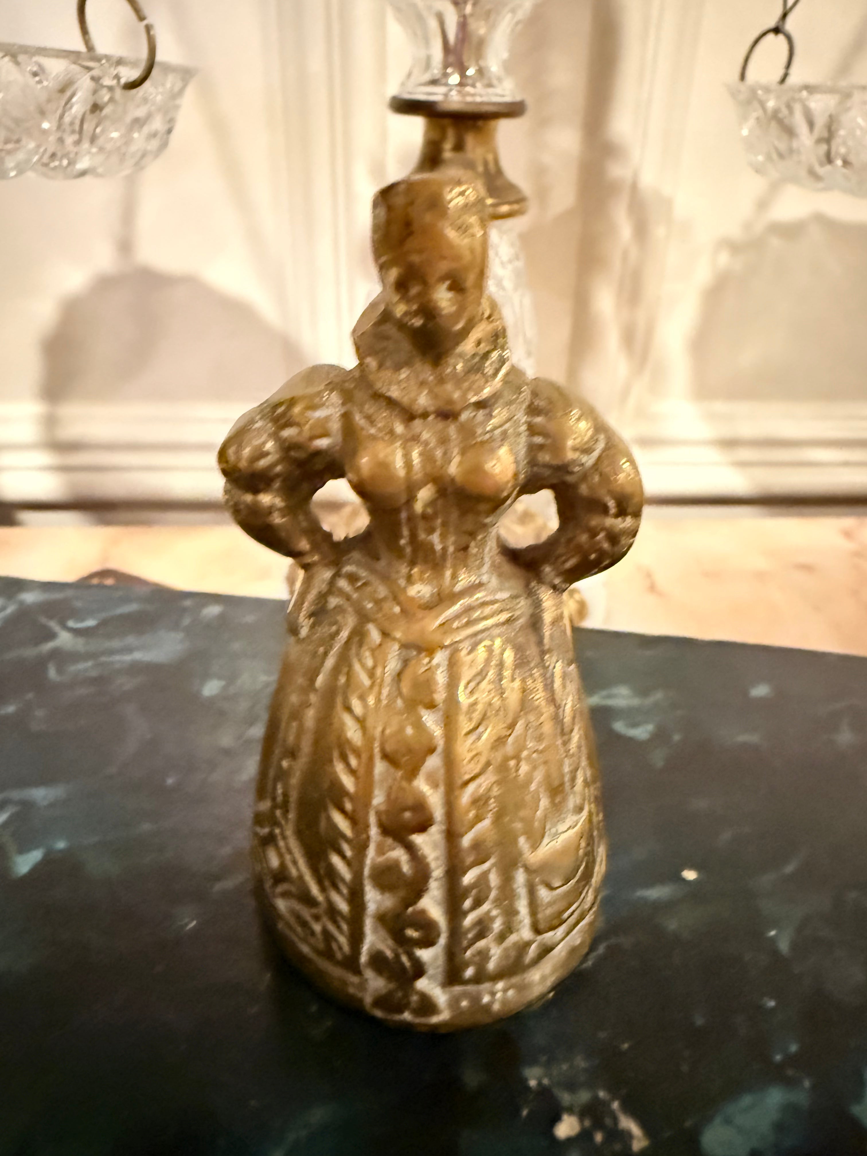 Vintage Brass Bell Ladies — Set of 3
