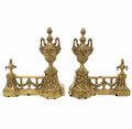 Vintage Castilian Made in Italy Brass Fireplace Chenets / Andirons – Pair