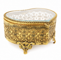 Vintage Heart-Shaped Gold Filigree Jewelry Casket