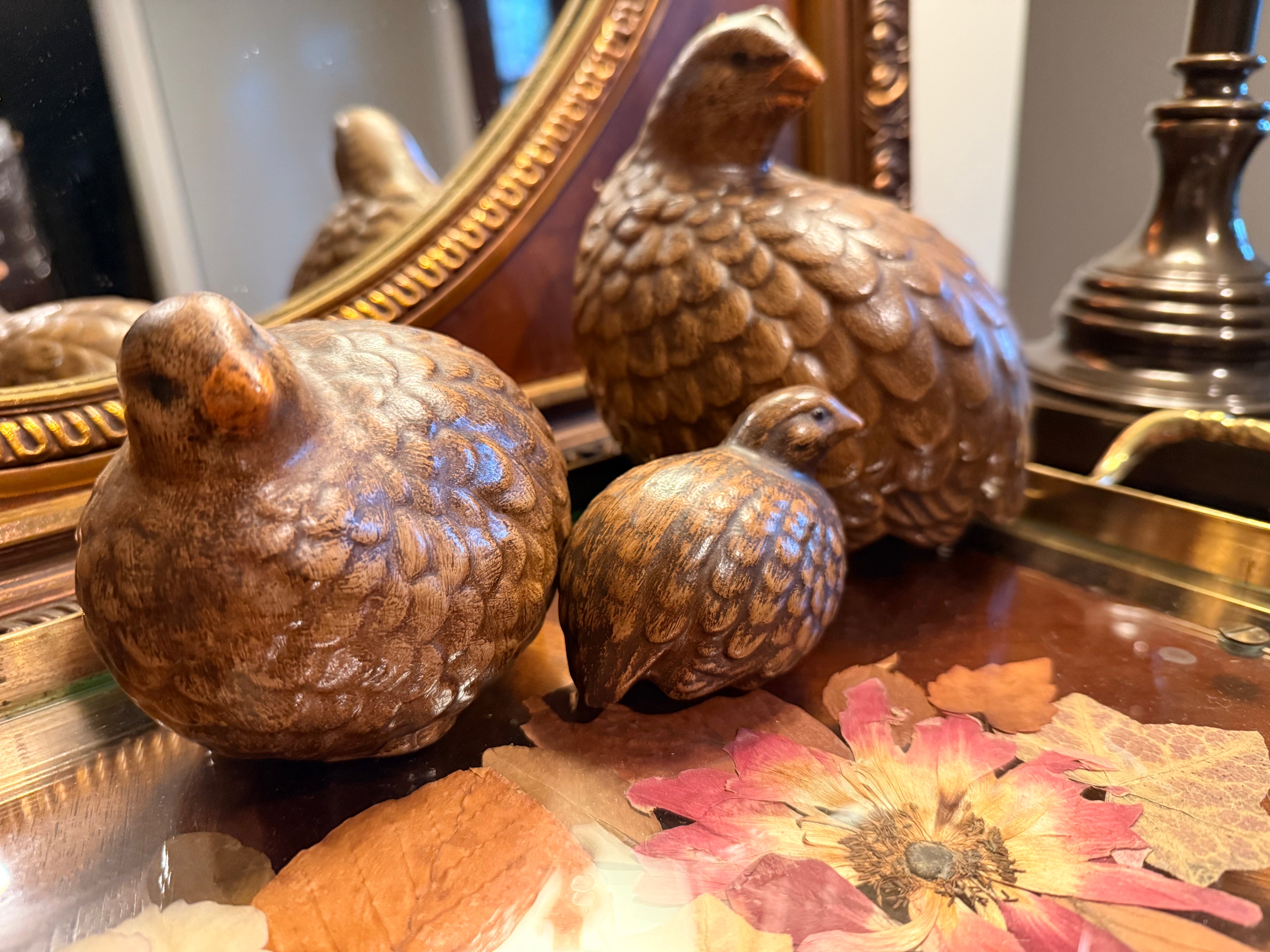 Vintage Ceramic Quail Family – Set of Three