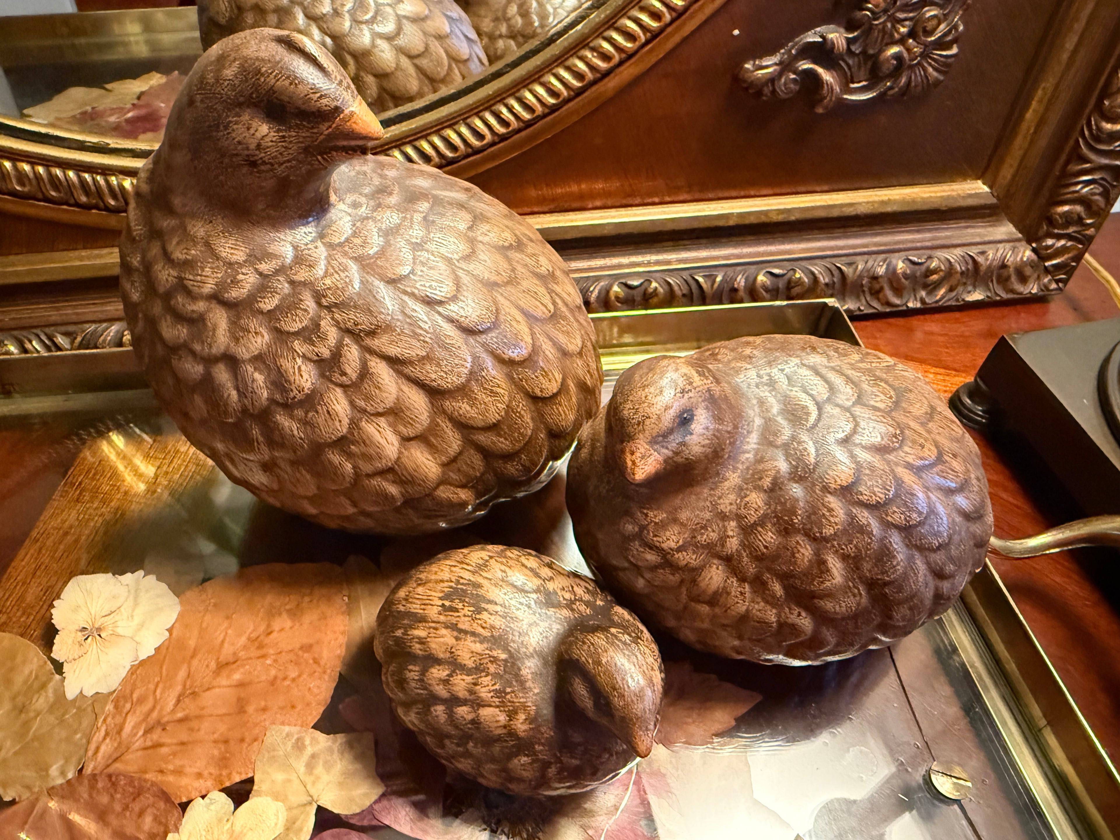 Vintage Ceramic Quail Family – Set of Three