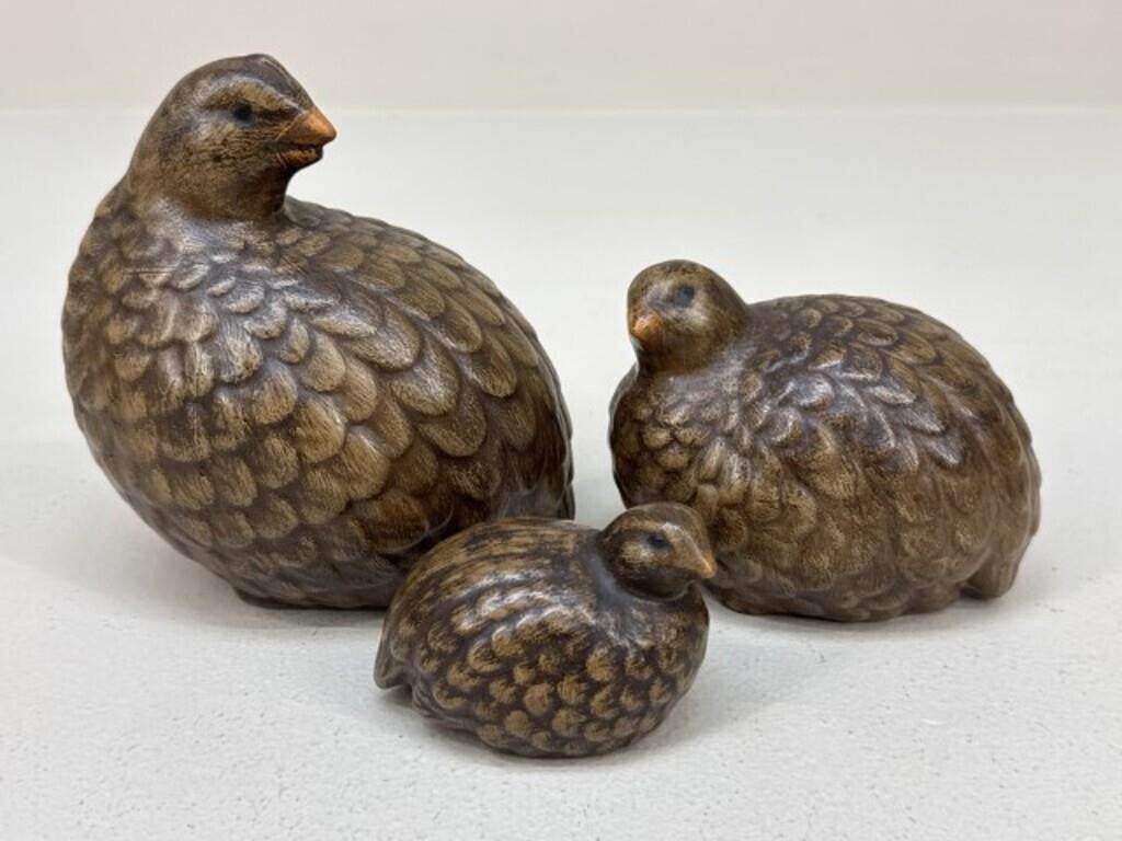 Vintage Ceramic Quail Family – Set of Three