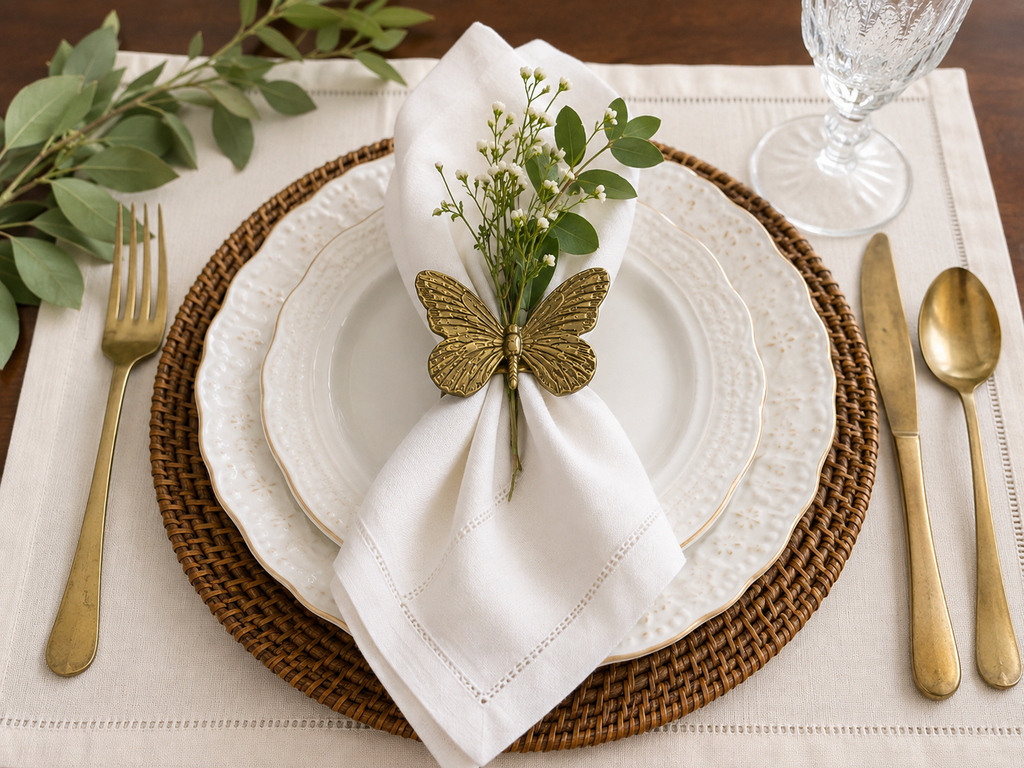 Vintage Brass Butterfly Scarf or Napkin Rings | Choice of 4