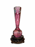 Vintage Amethyst Art Glass Bud Vase with Hand-Painted Enamel & Gilt Details