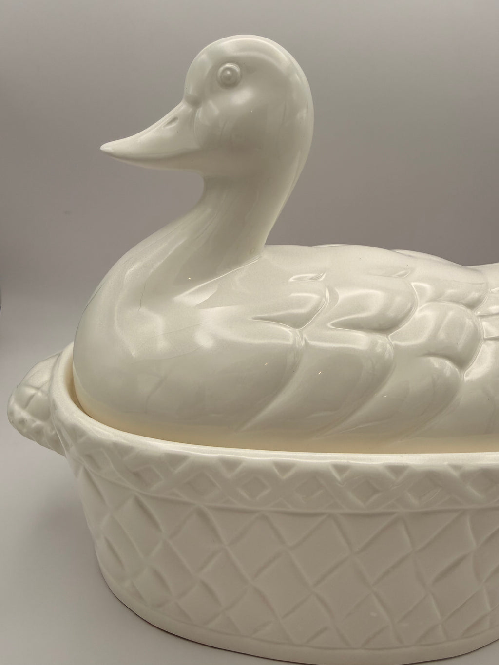 Vintage White Ceramic Duck Soup Tureen