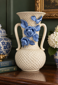 Vintage Moriyama Mori-Machi Japanese Blue Rose Vase