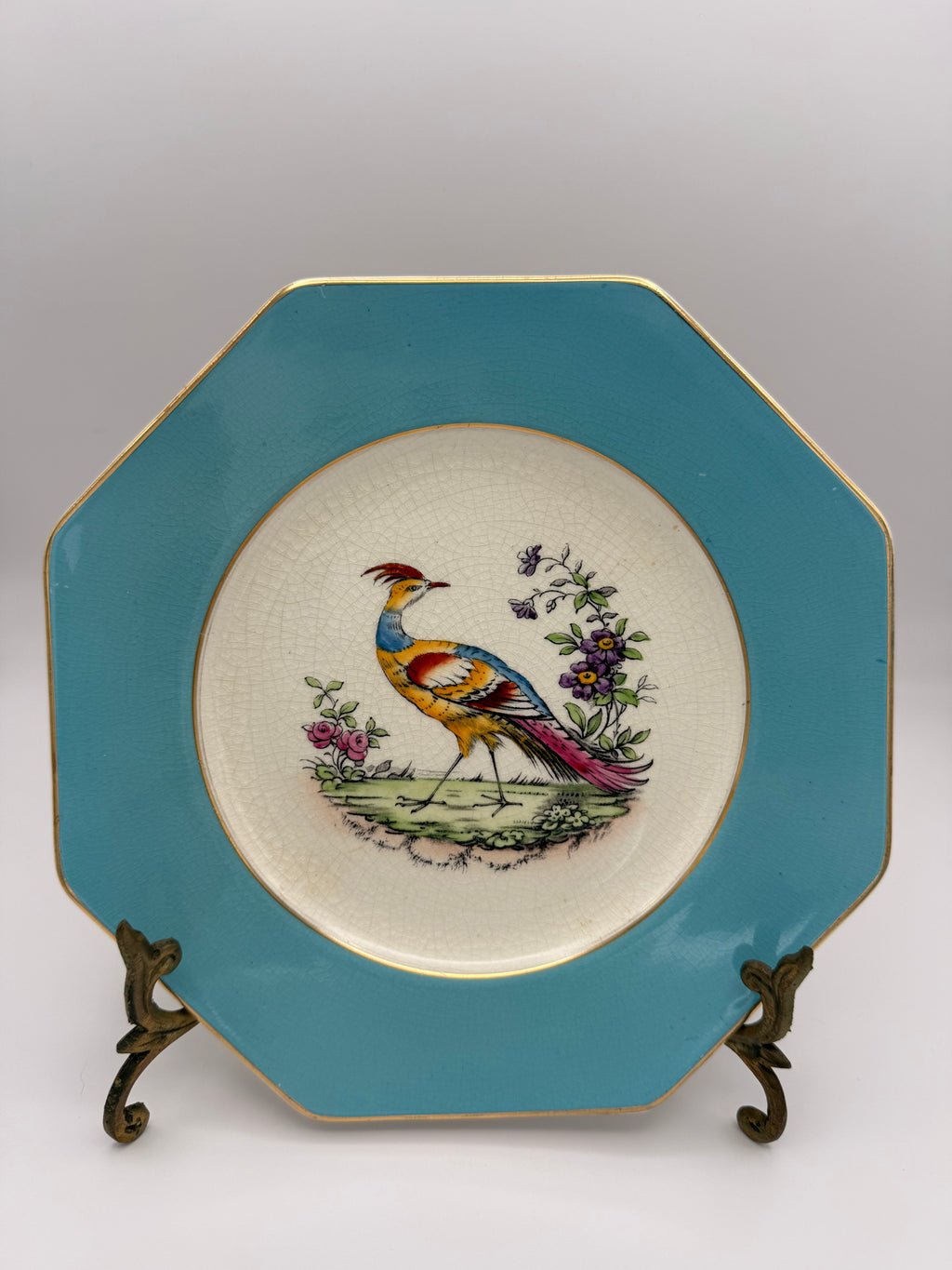 Vintage Royal Winton Turquoise Bird Plates – Set of 4 | England