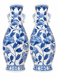Porcelain Blue & White Wall Pockets - pair