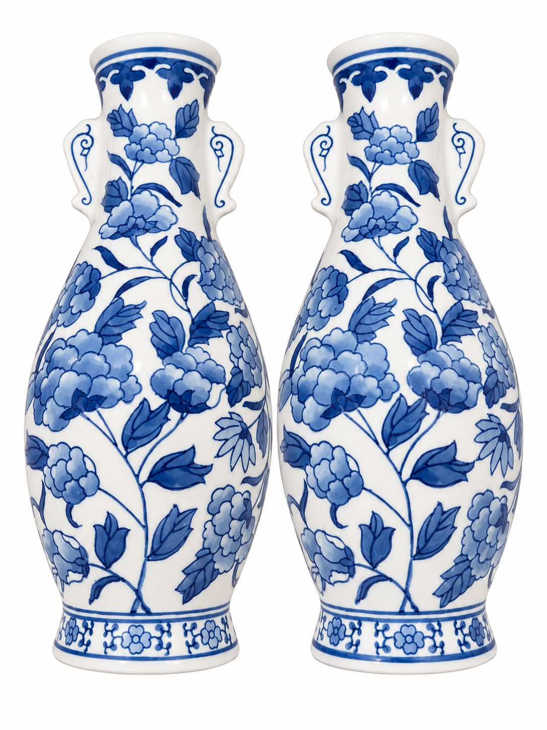 Porcelain Blue & White Wall Pockets - pair