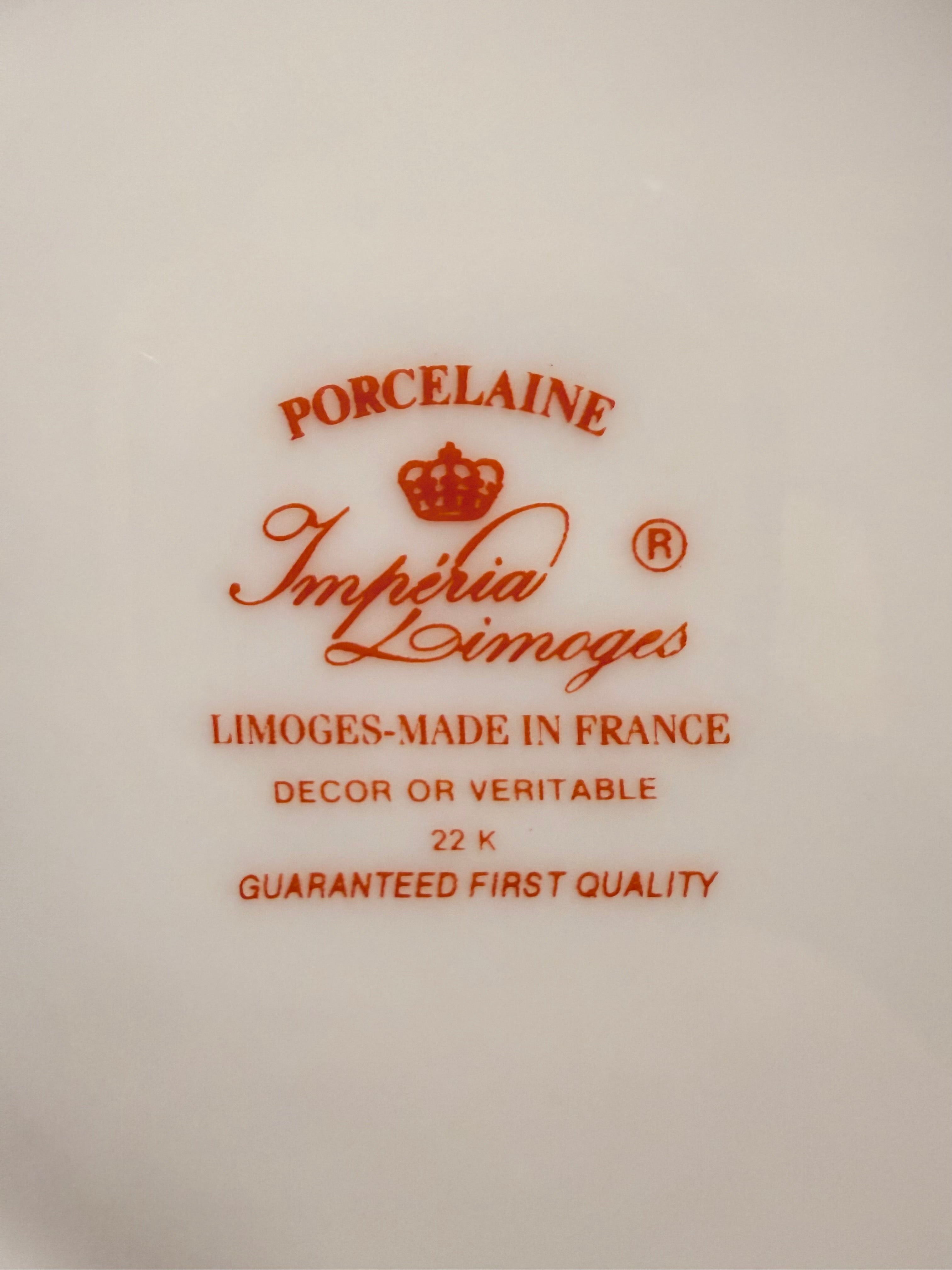 Imperia Limoges France 22K Gold Porcelain Covered Trinket Box with Hand-Painted Floral Design