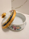 Imperia Limoges France 22K Gold Porcelain Covered Trinket Box with Hand-Painted Floral Design