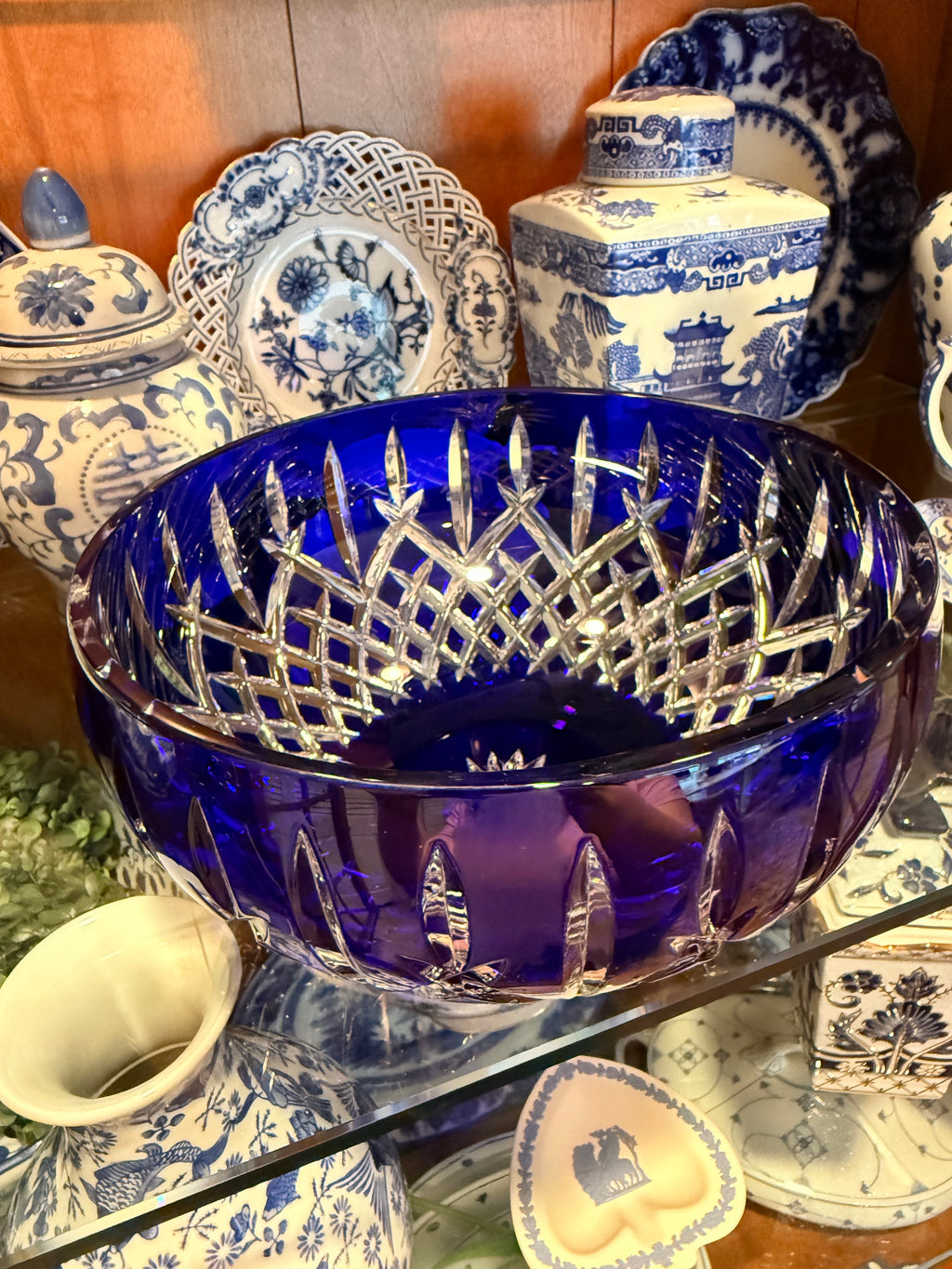 Waterford Crystal Araglin Prestige Collection Cobalt Blue Cut-to-Clear Bowl | 9"