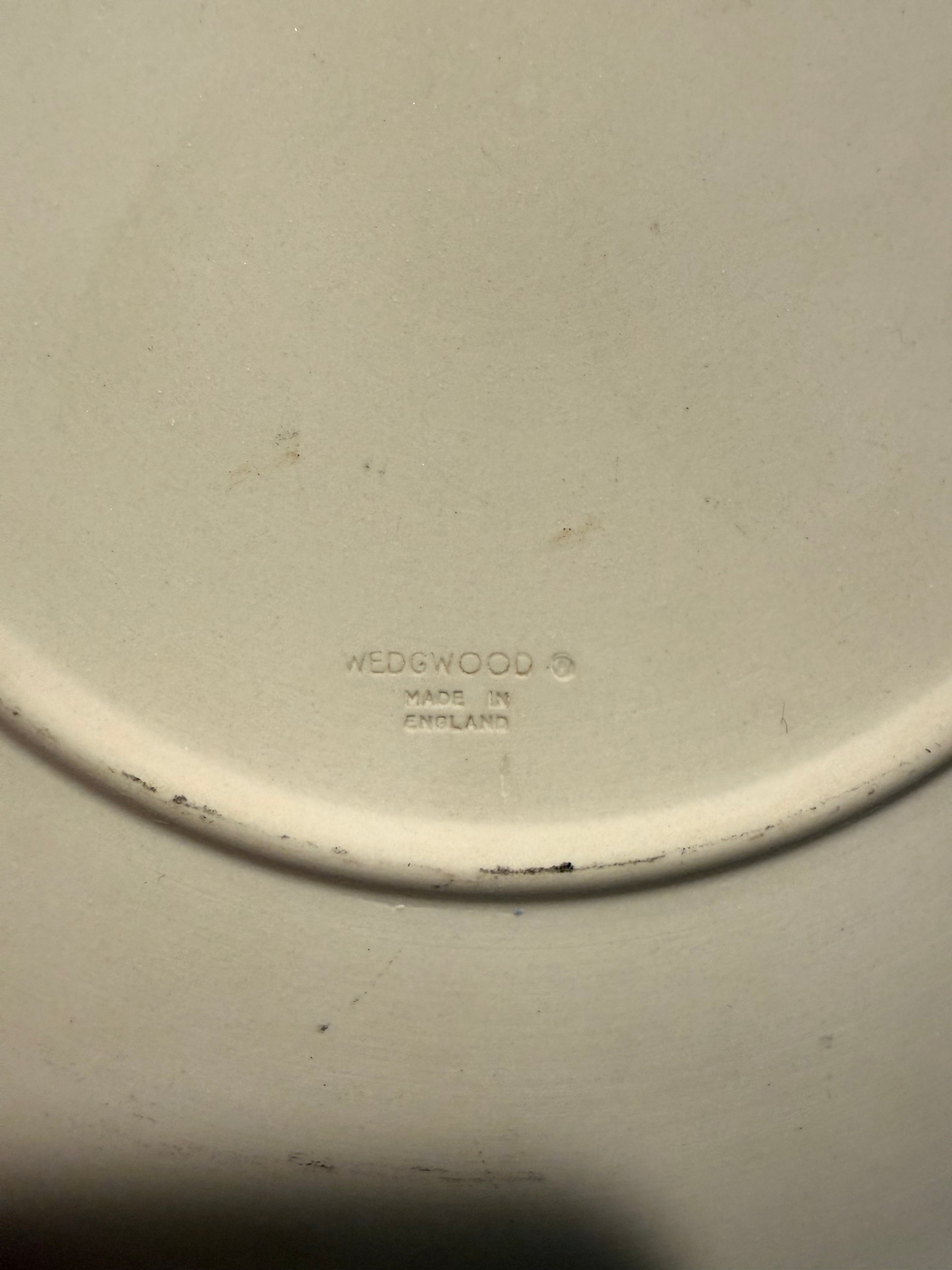 Rare Wedgwood Jasperware Blue & White Relief Plate – 9" Made in England