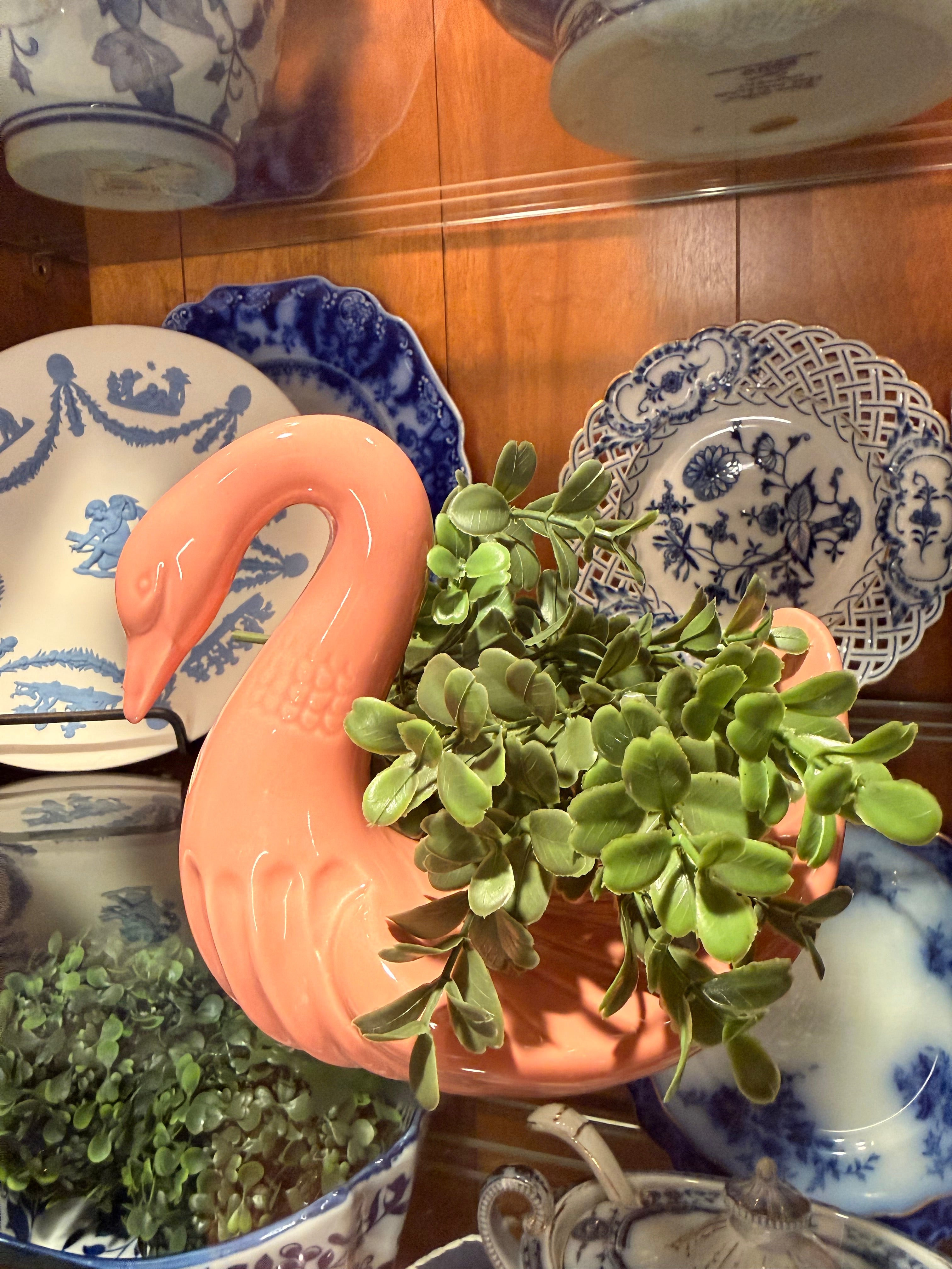 Vintage Pink Ceramic Swan Hand Towel Holder