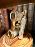 Vintage Brass & Mother-of-Pearl Opera Glasses Under Glass Cloche