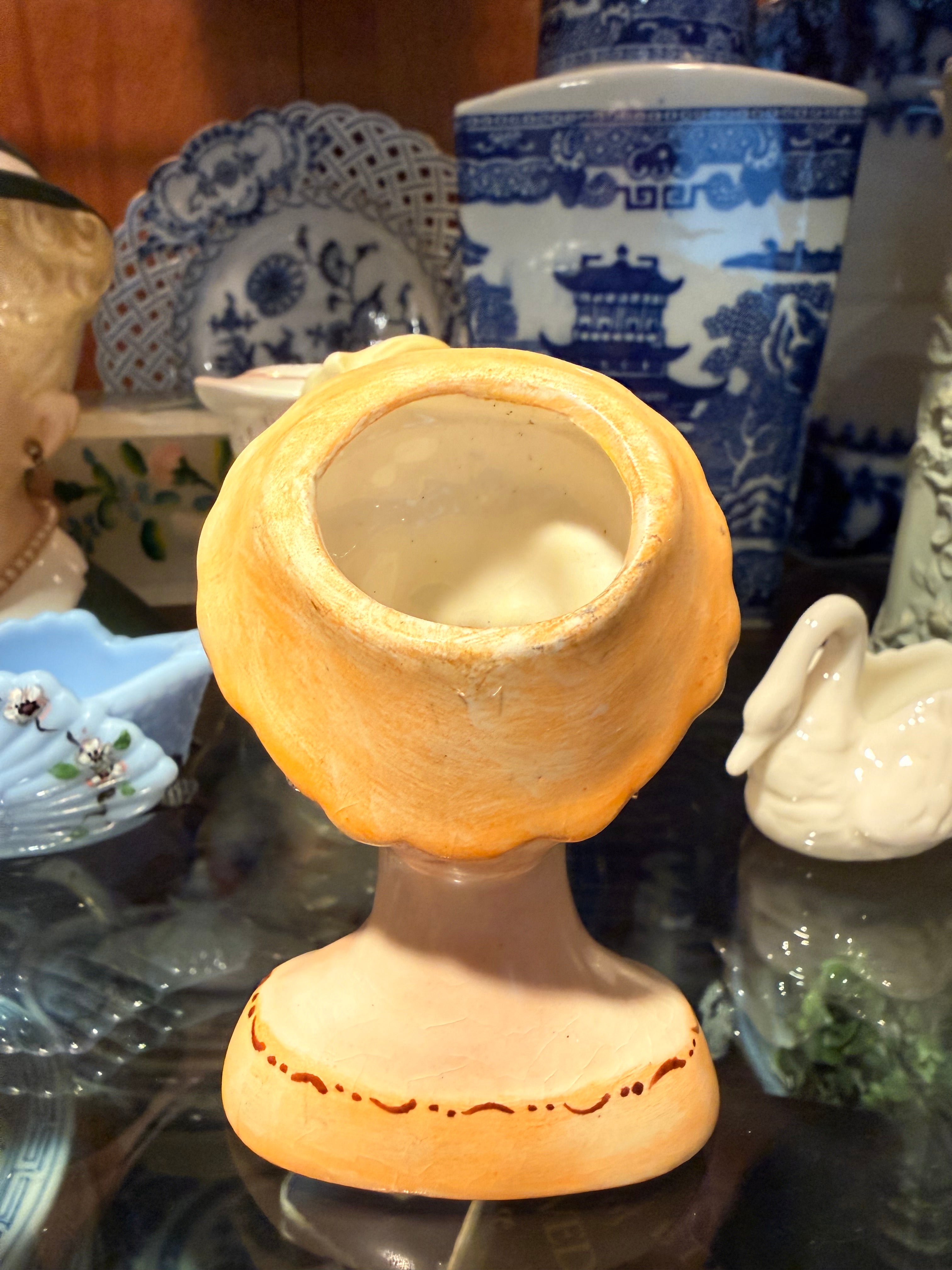 Vintage Lady Head Vase Match Holder | Mid-Century Ceramic Vanity Bust | Whimsical Decor