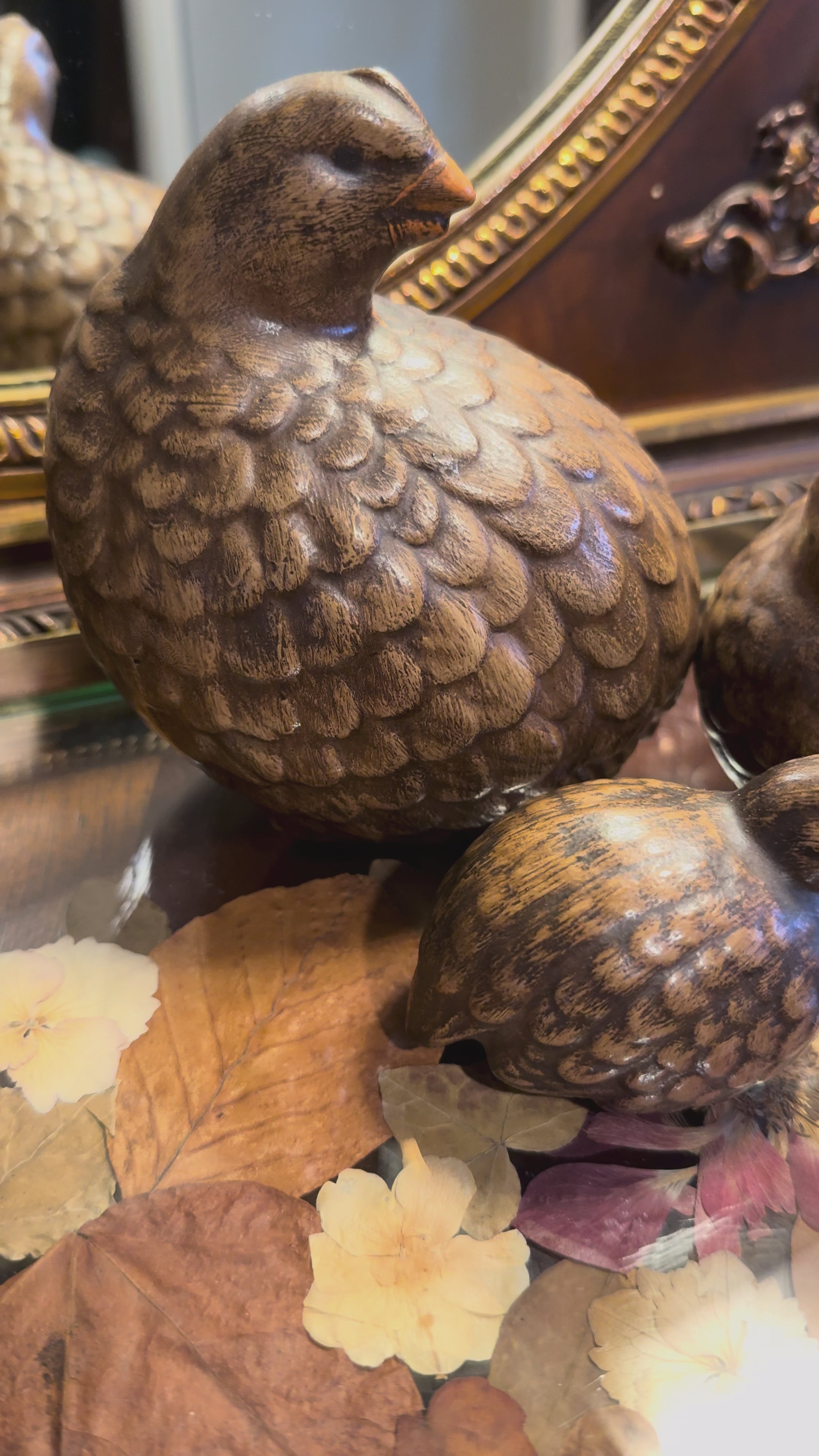 Vintage Ceramic Quail Family – Set of Three